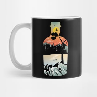 bottle landscape illustration Mug